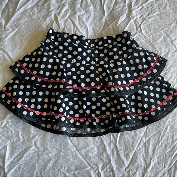 Disney 2T Ruffle skirt butt in shorts Black &  white polka dot pink sequin - Picture 5 of 5